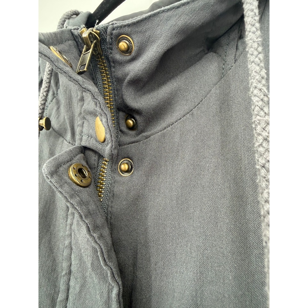 Eden Society Womens Utility Jacket XL Charcoal Gray Hooded Drawstring Waist Coat - Picture 4 of 16